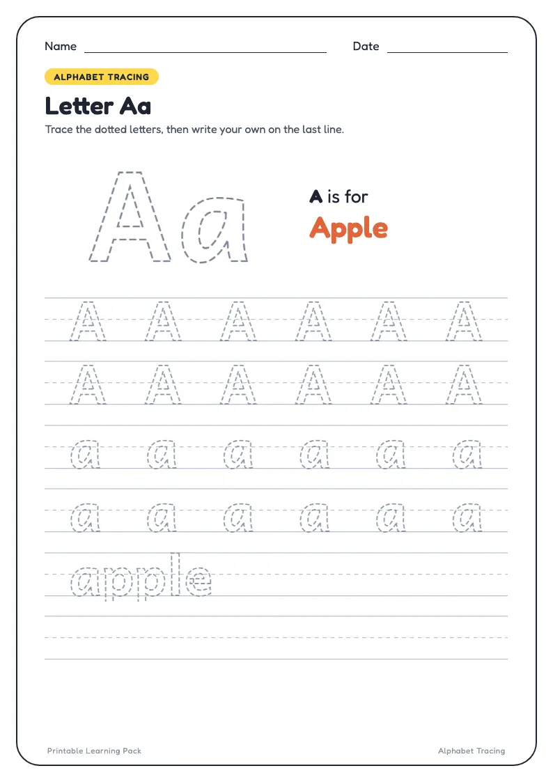 Alphabet tracing worksheet
