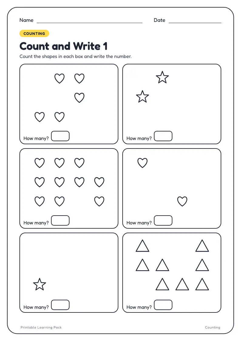Count and write worksheet