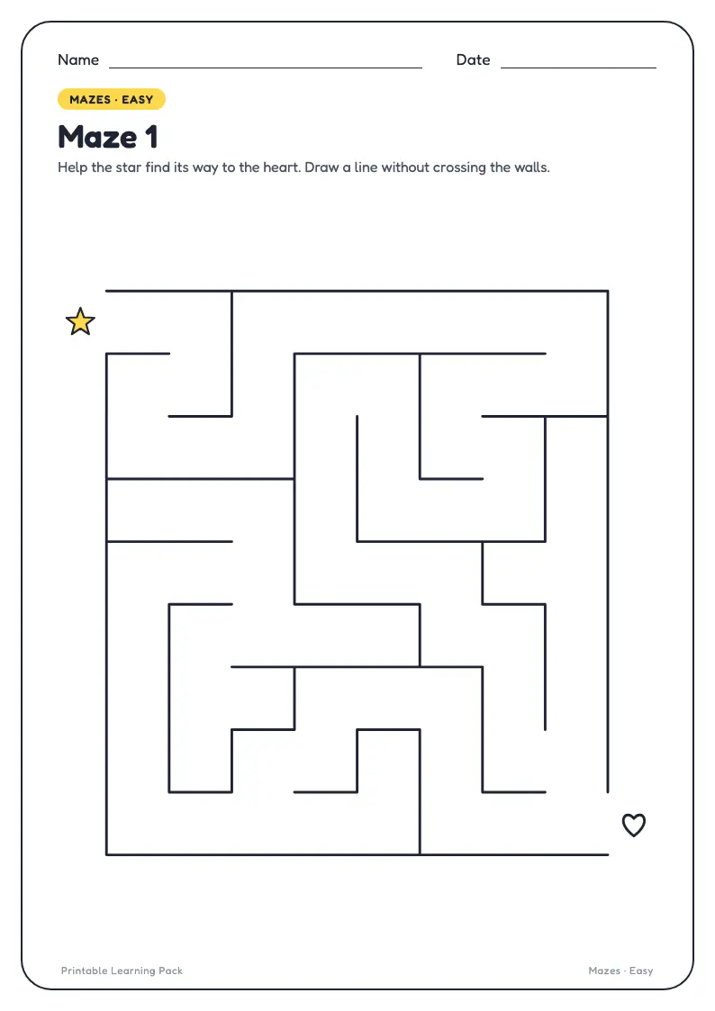 Maze game worksheet