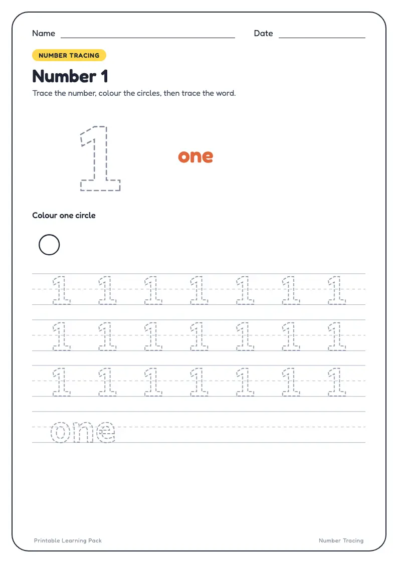 Learn numbers worksheet