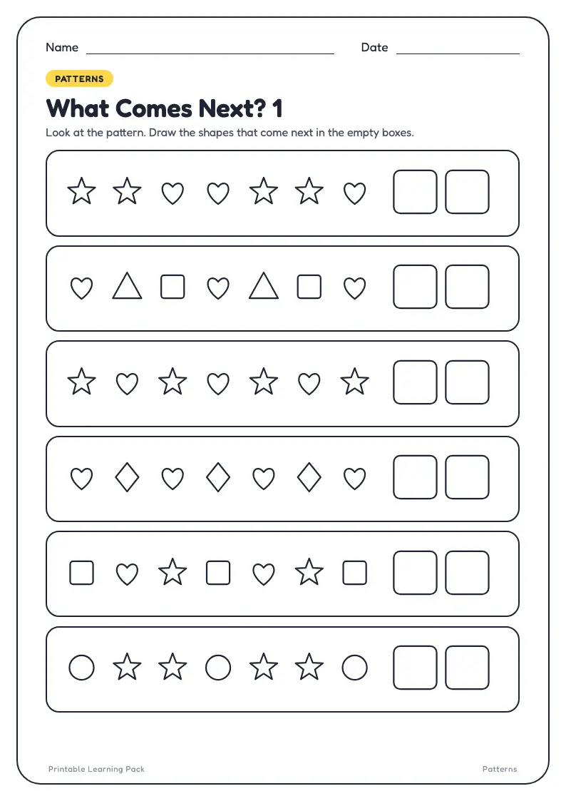What comes next pattern worksheet